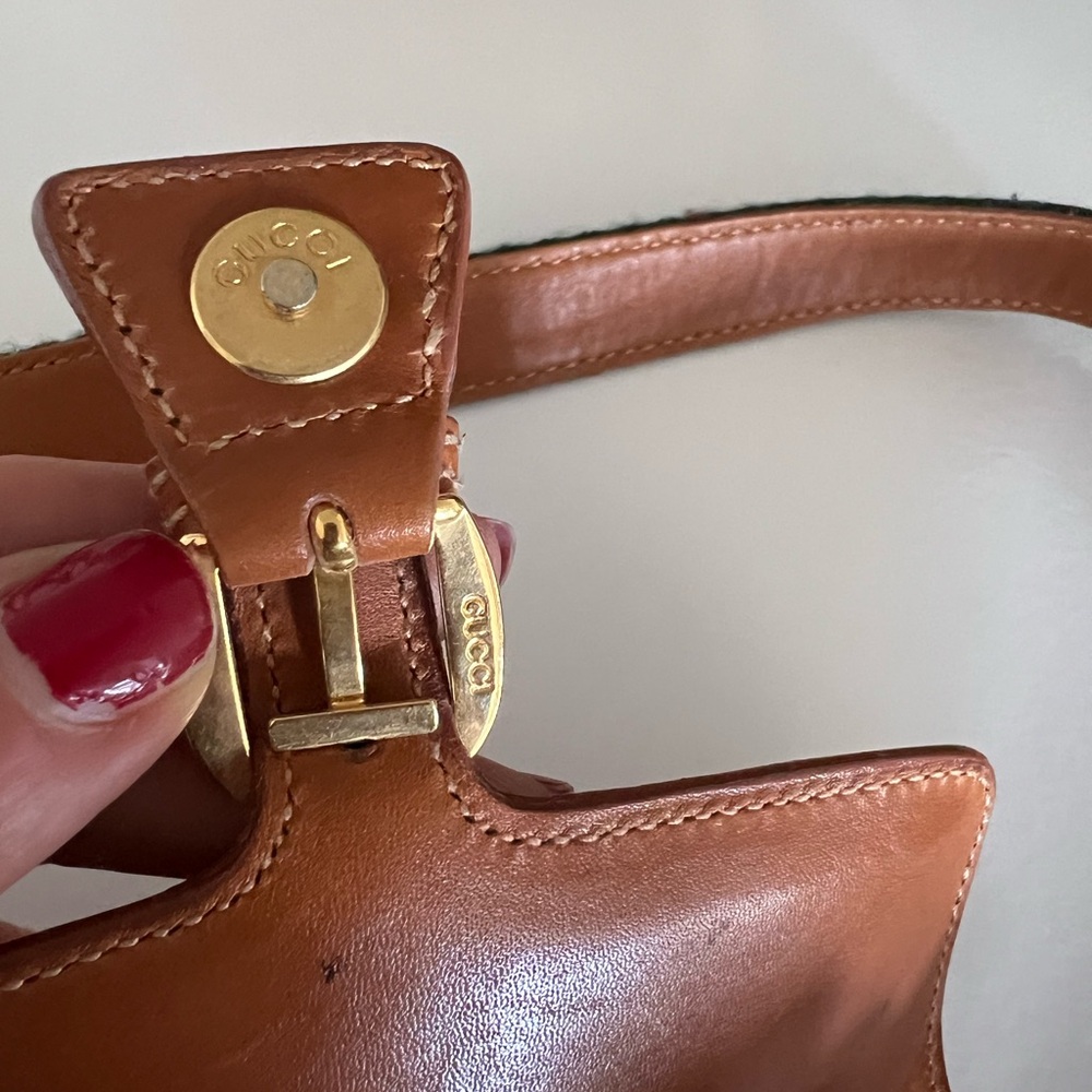 Gucci Ophidia Brown Leather Crossbody Bag with Green and Red Strap - Picture 6 of 8